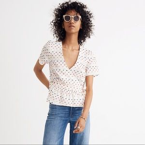 white peplum Wrap Top in Clipdot